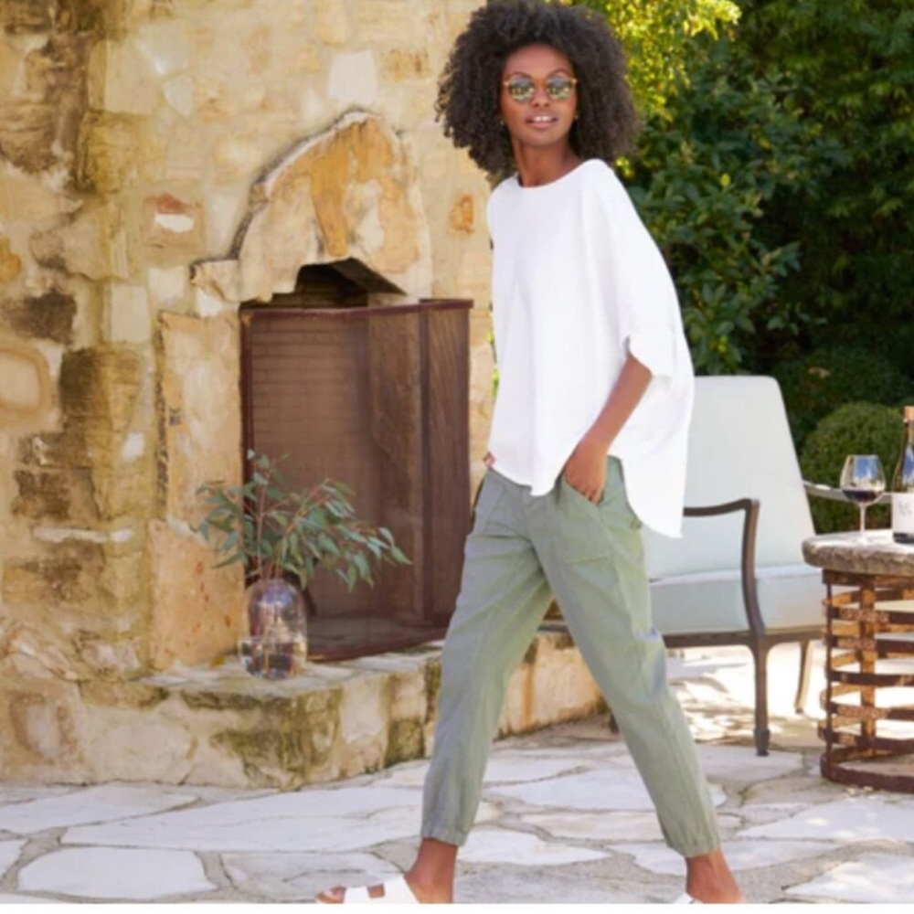 Frank & Eileen JAMESON Italian Performance Linen Jogger Size 8 in Sage